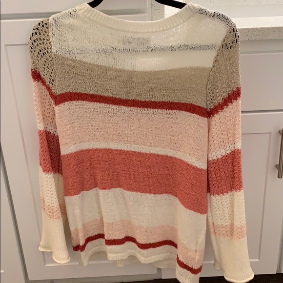 Knit striped pink and cream sweater - Picture 2 of 3